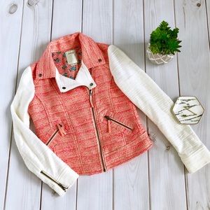 Like New Anthropologie Tweed Moto Jacket Size 2P